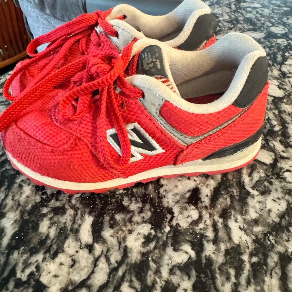 New Balance Red and Gray Kids Sneakers